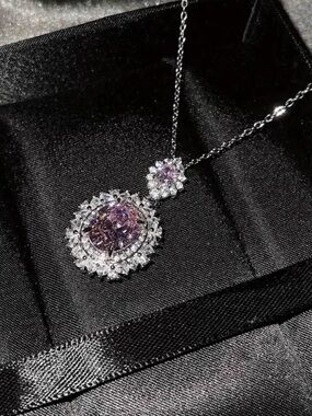 Pink Oval Pendant Necklace